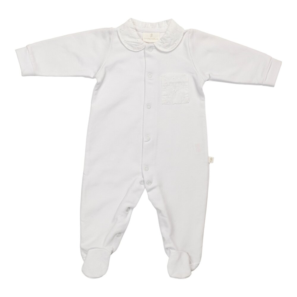Babypakje Coralie italian fleece wit + broderie an Wit