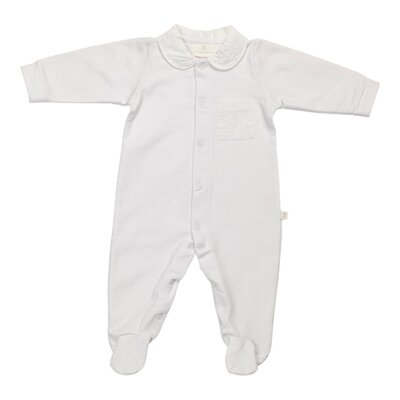 Babypakje Coralie italian fleece wit + broderie an Wit Babypakje Coralie italian fleece wit + broderie an Wit