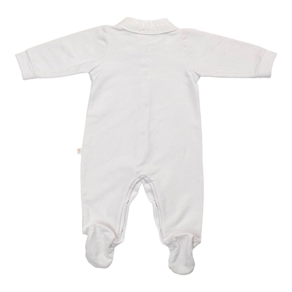 Babypakje Coralie italian fleece wit + broderie an Wit