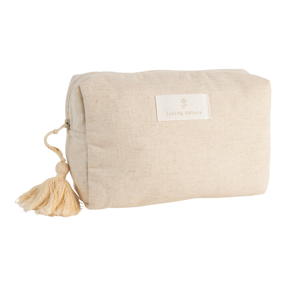 Toilettas model Claire modèle petite in linen beige + flosh Beige