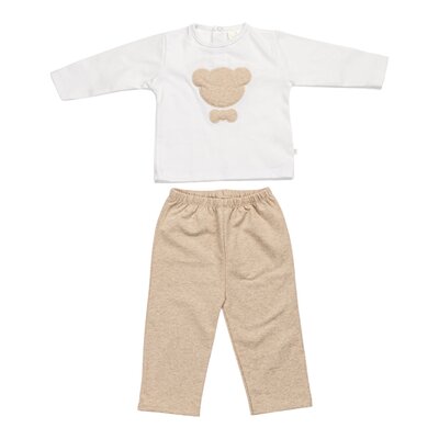 Pyjama Cédric T-shirt / ital fleece broek wit/camel Pyjama Cédric T-shirt / ital fleece broek wit/camel
