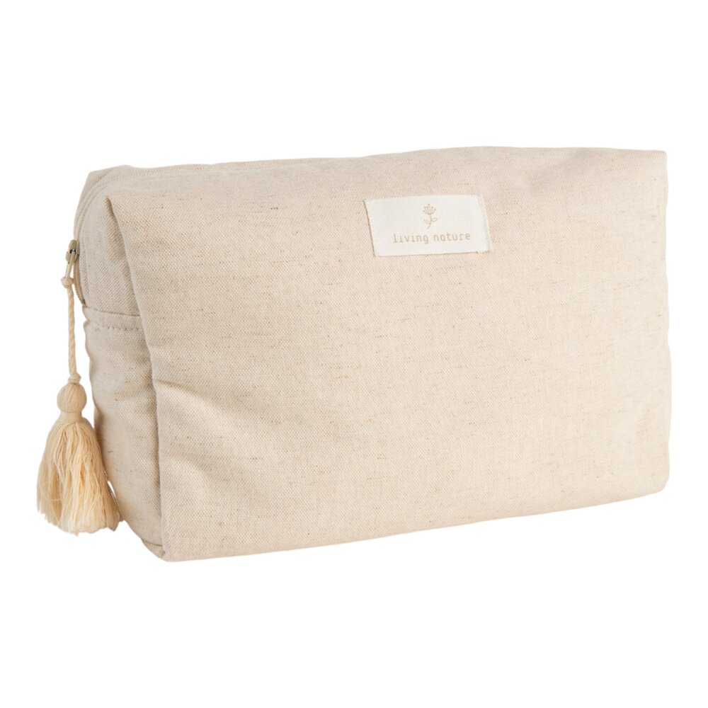 Toilettas model Cécile in linen beige + flosh Beige