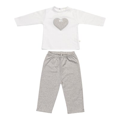 Pyjama Colette T-shirt / ital fleece broek wit/grijs Pyjama Colette T-shirt / ital fleece broek wit/grijs