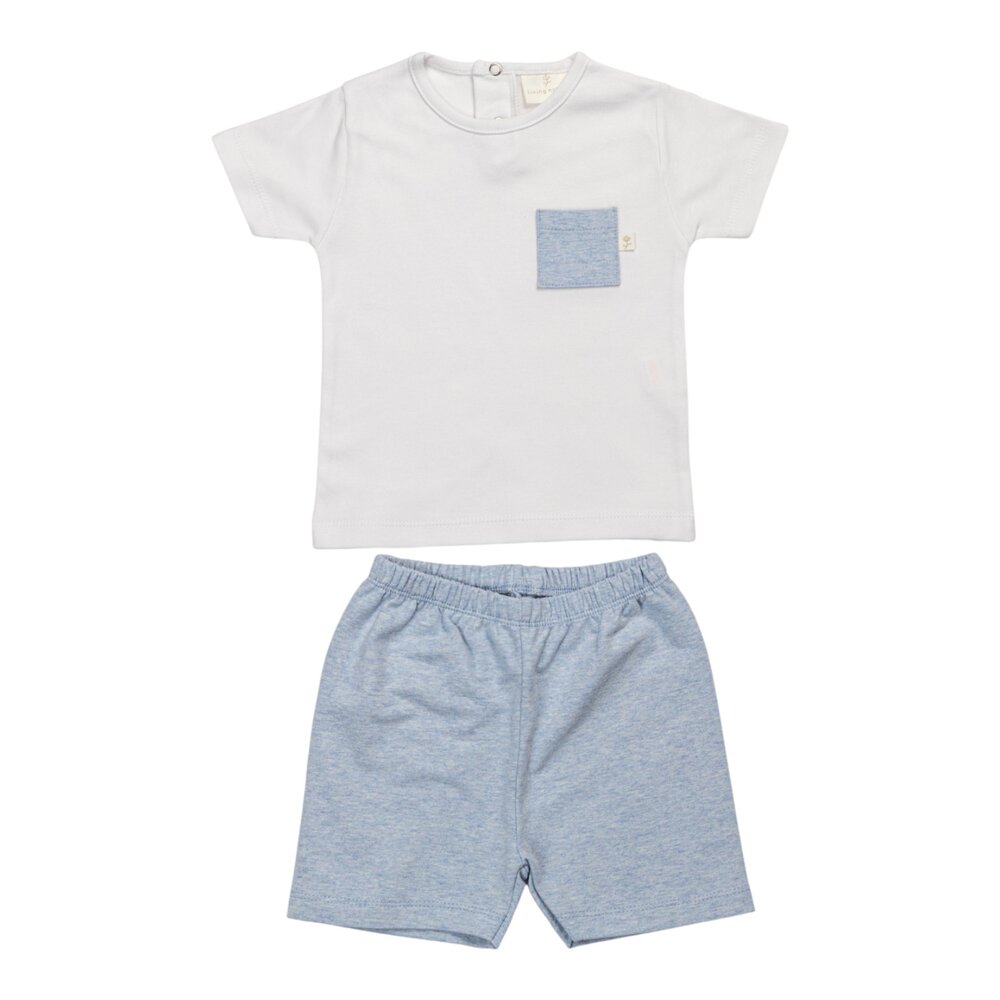 Pyjama César T-shirt + zakje + short italian fleec Blauw Pyjama César T-shirt + zakje + short italian fleec Blauw