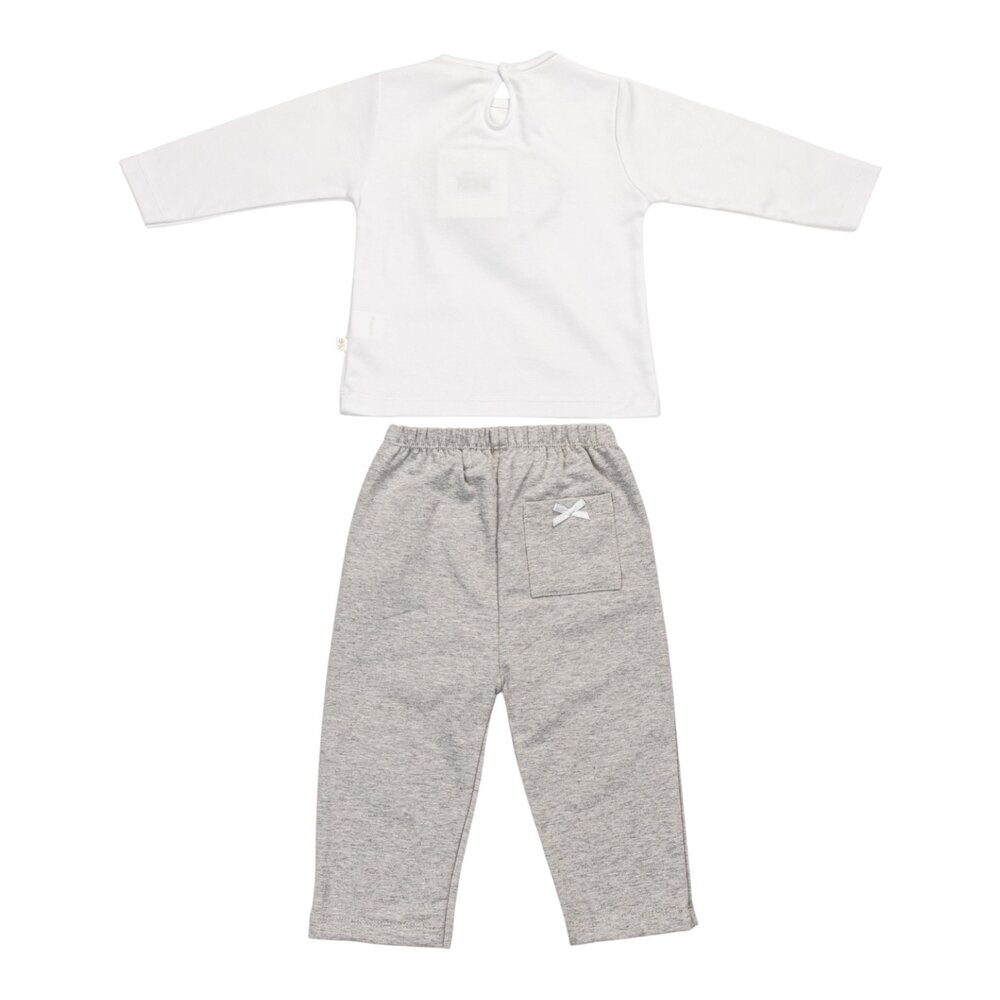 Pyjama Colette T-shirt / ital fleece broek wit/grijs