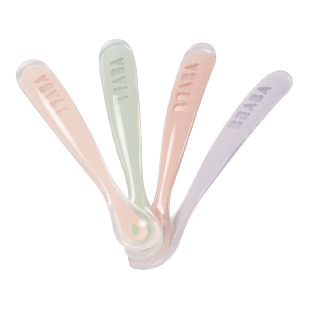 Set van 4 siliconenlepels - 1ste leeftijd Set Cotton Candy / Marshmellow / Grijsgroen / Lila