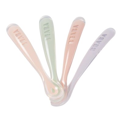 Set van 4 siliconenlepels - 1ste leeftijd Set Cotton Candy / Marshmellow / Grijsgroen / Lila Set van 4 siliconenlepels - 1ste leeftijd Set Cotton Candy / Marshmellow / Grijsgroen / Lila