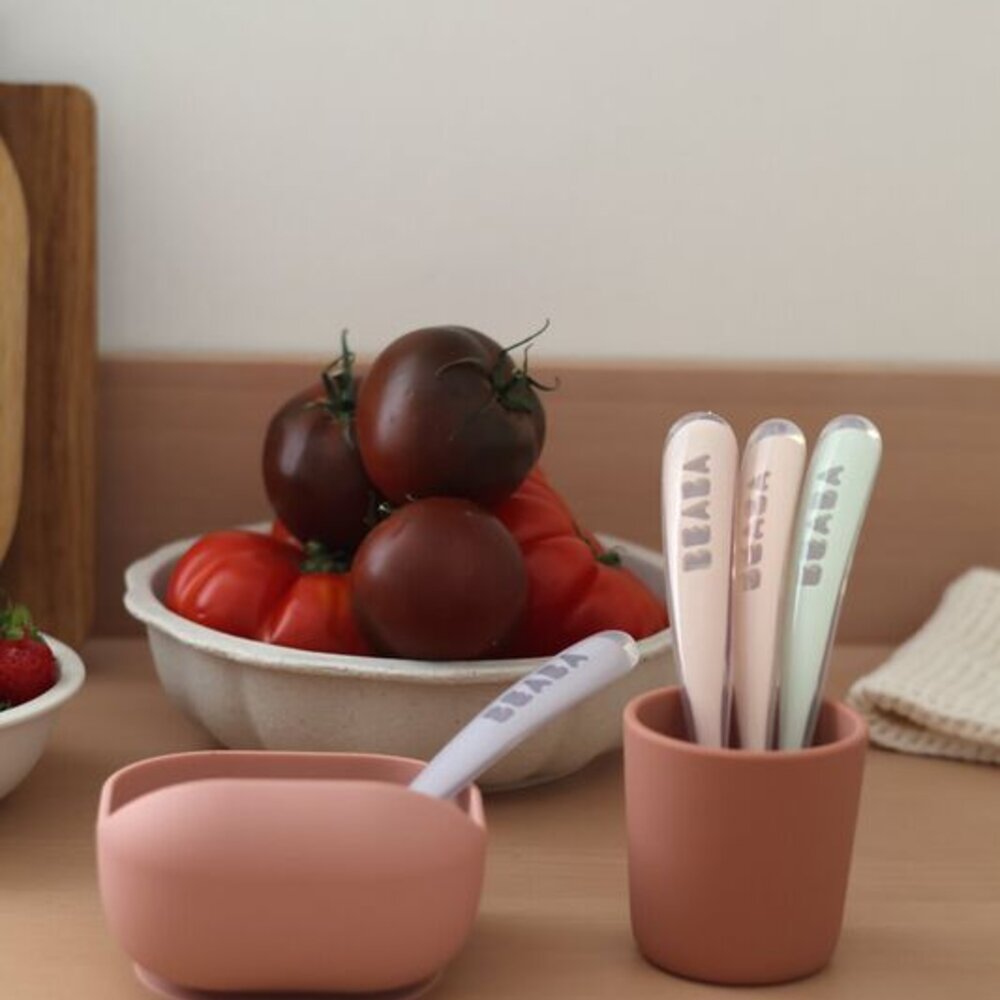 Set van 4 siliconenlepels - 1ste leeftijd Set Cotton Candy / Marshmellow / Grijsgroen / Lila