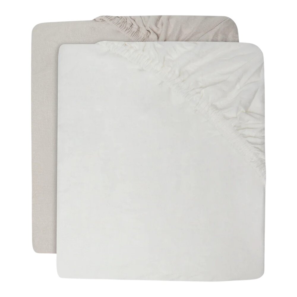 Hoeslaken Ledikant Jersey 60x120cm - 2 Stuks Ivory/Nougat