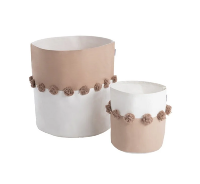 Set opbergmandjes Pom Pom Tan Set opbergmandjes Pom Pom Tan