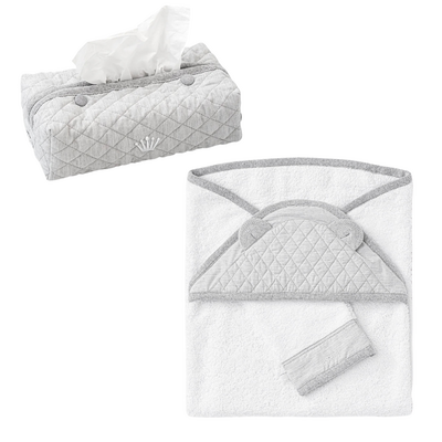 Kleenex hoes Diaz + Badcape met washandje Arne Moonlight grey