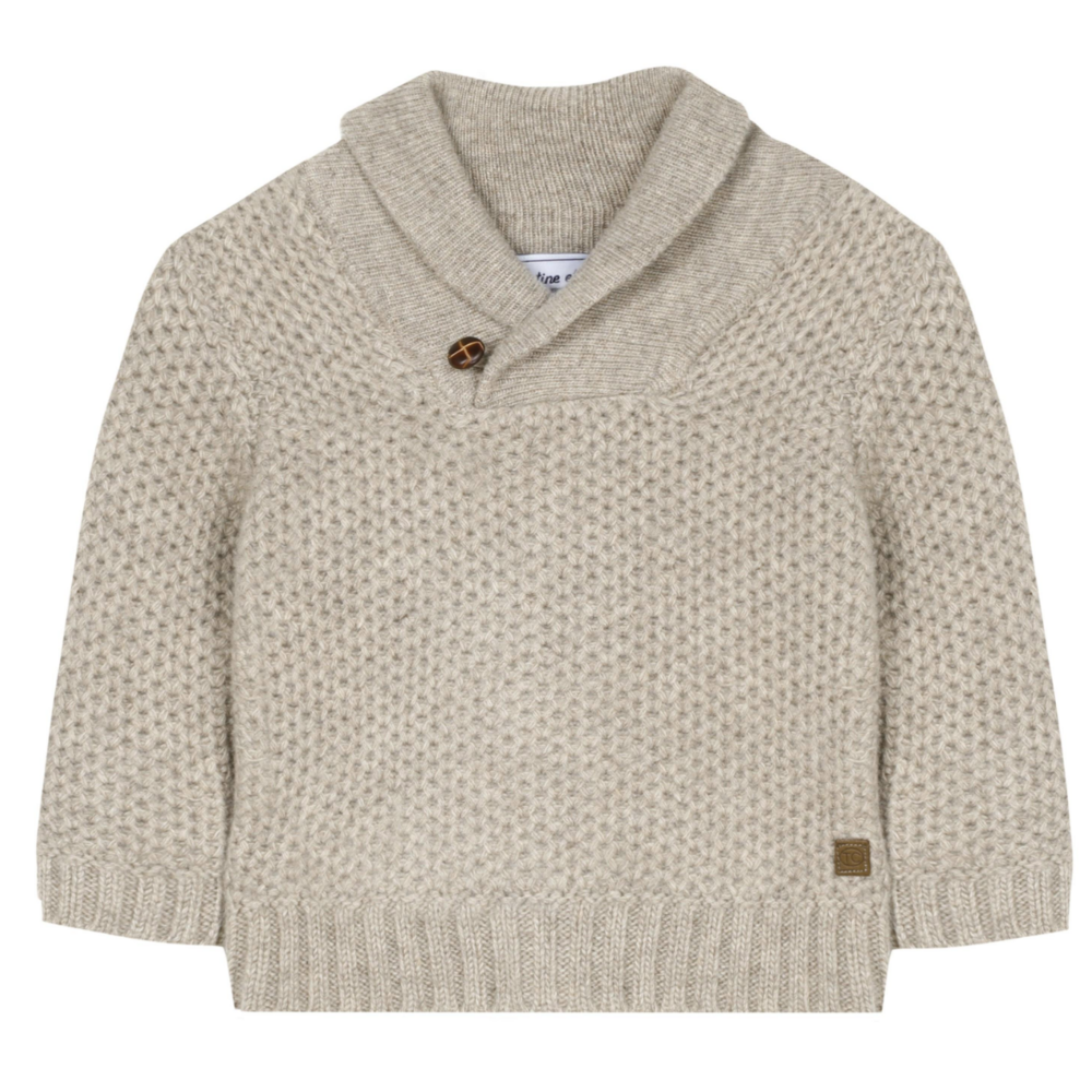 trui wol met kraag Beige