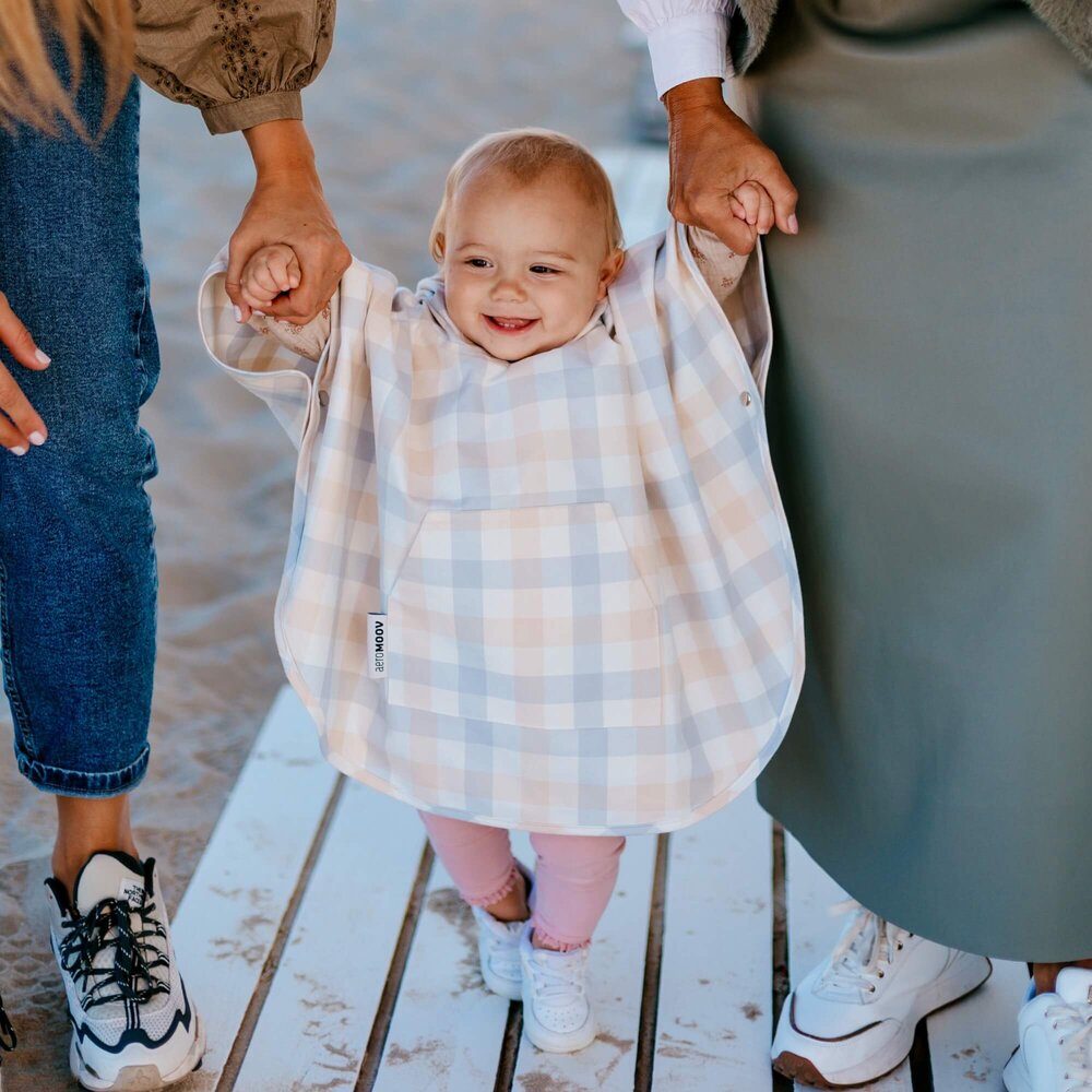 Regenponcho Checker Grey Cream Regenponcho Checker Grey Cream