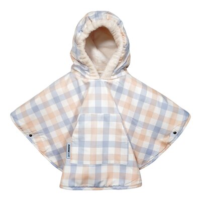 Winter Poncho Checker grey Cream