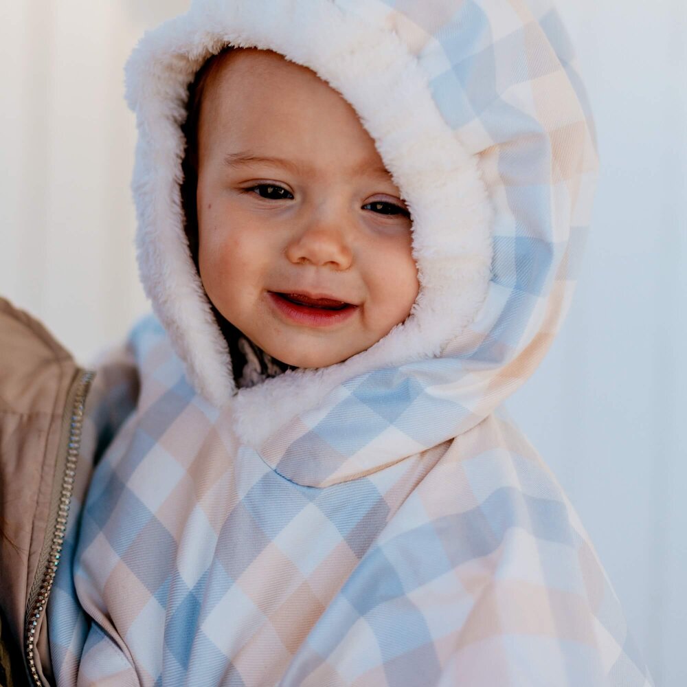 Winter Poncho Checker grey Cream Winter Poncho Checker grey Cream