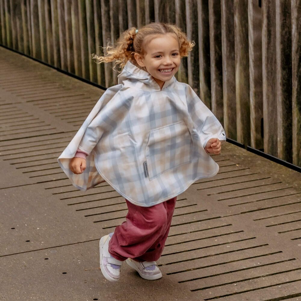 Regenponcho Checker Grey Cream Regenponcho Checker Grey Cream