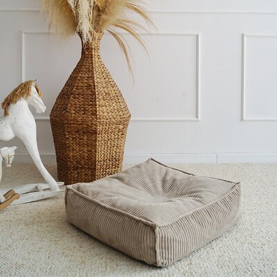 Velvet Rib Ottoman - square Dark Beige