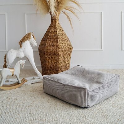 Velvet Rib Ottoman - square Grey