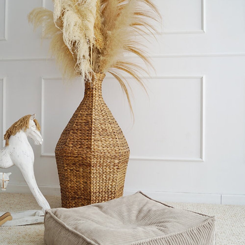 Velvet Rib Ottoman - square Dark Beige