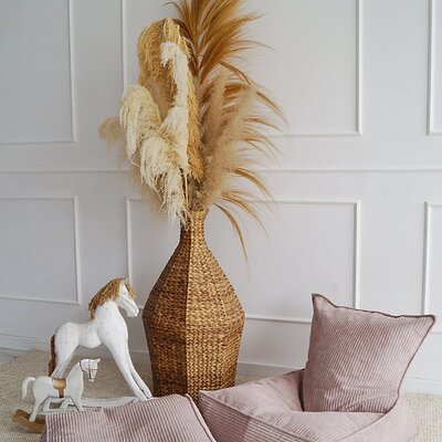 Velvet Rib Ottoman - square Dirty pink