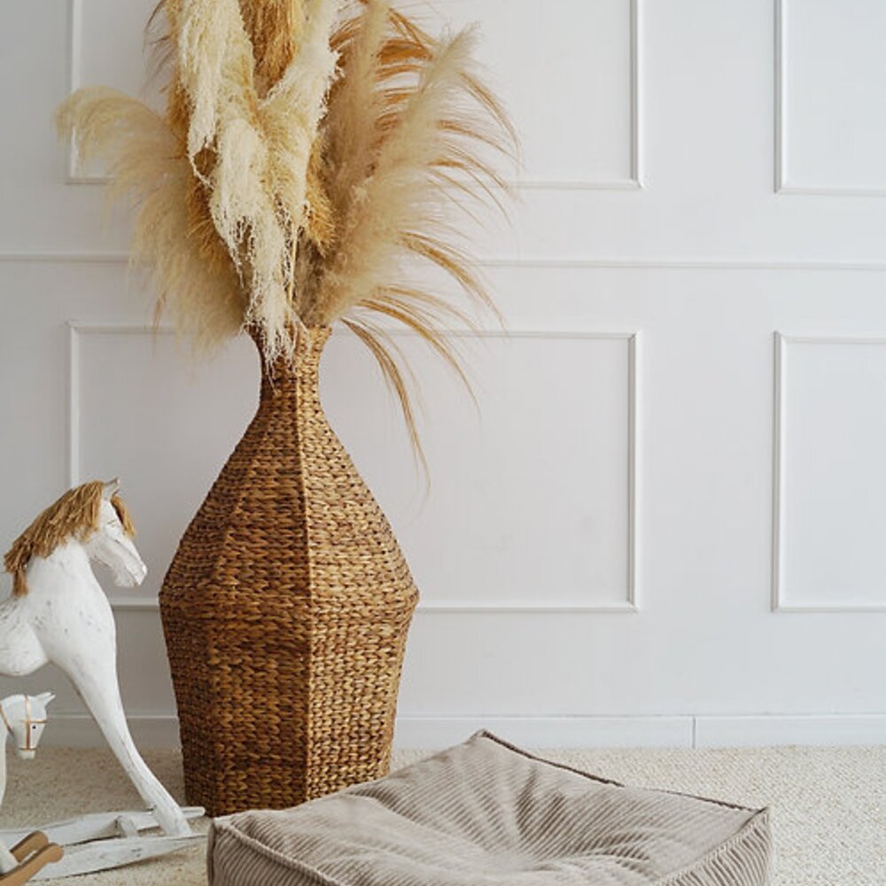 Velvet Rib Ottoman - square Dark Beige