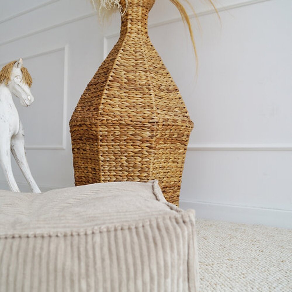 Velvet Rib Ottoman - square Dark Beige