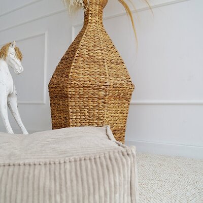 Velvet Rib Ottoman - square Dark Beige