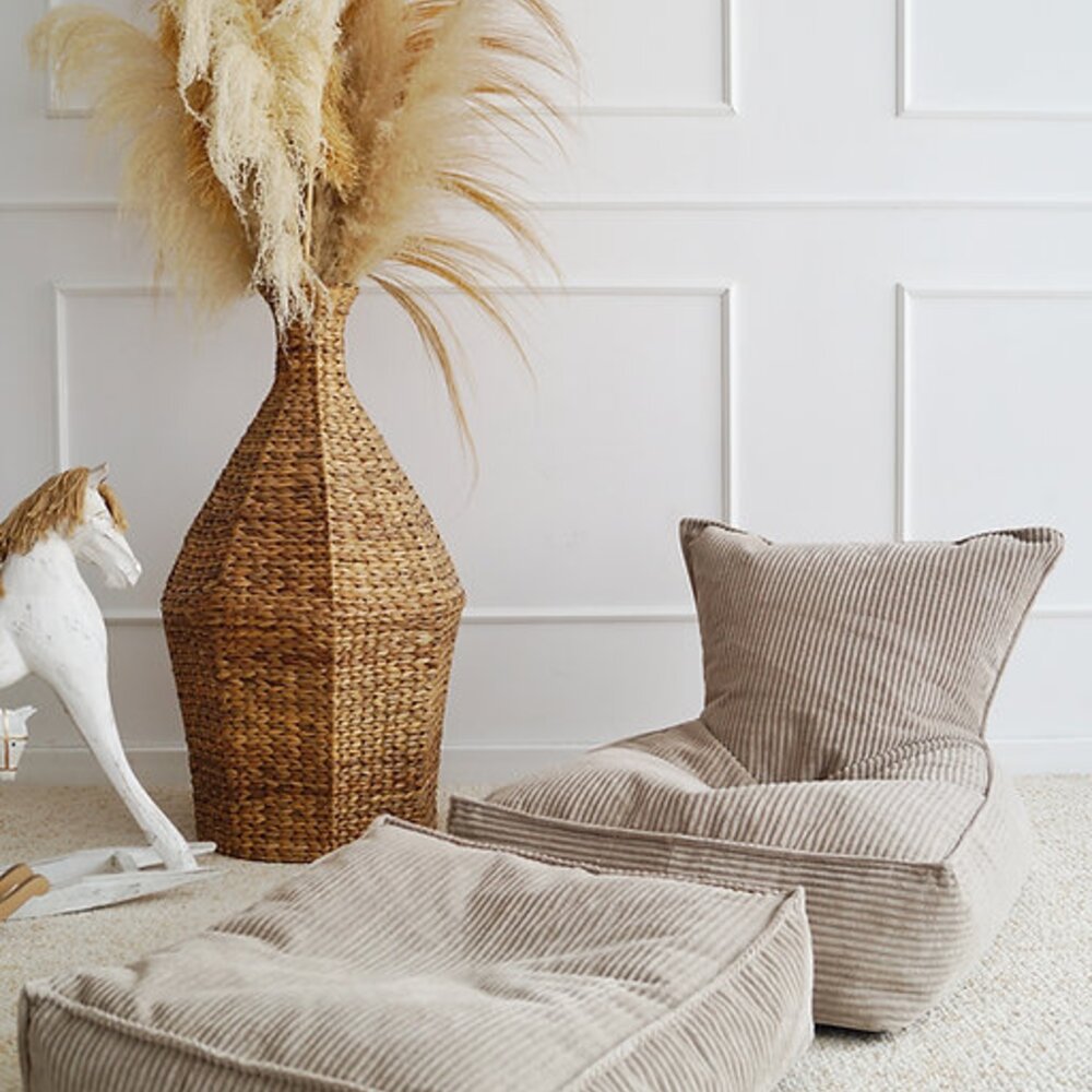 Velvet Rib Ottoman - square Dark Beige