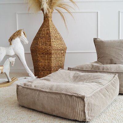 Velvet Rib Ottoman - square Dark Beige