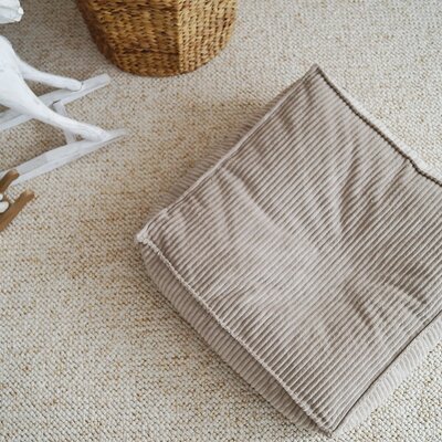 Velvet Rib Ottoman - square Dark Beige