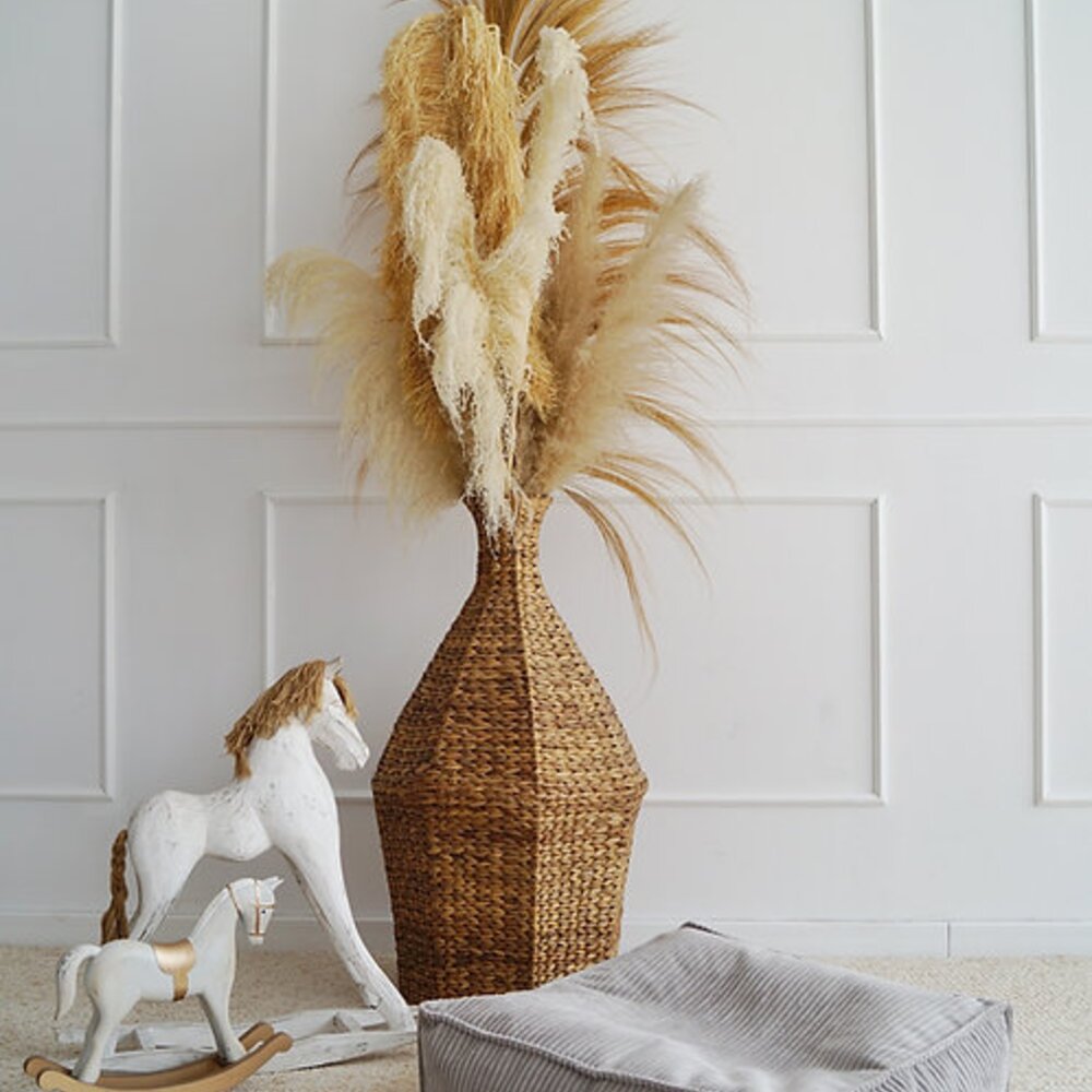 Velvet Rib Ottoman - square Grey