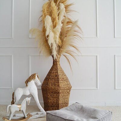 Velvet Rib Ottoman - square Grey