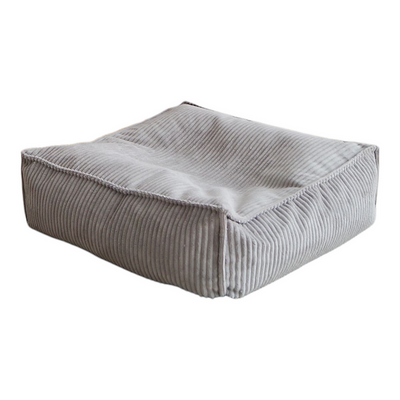 Velvet Rib Ottoman - square Grey