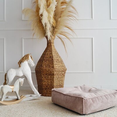 Velvet Rib Ottoman - square Dirty pink