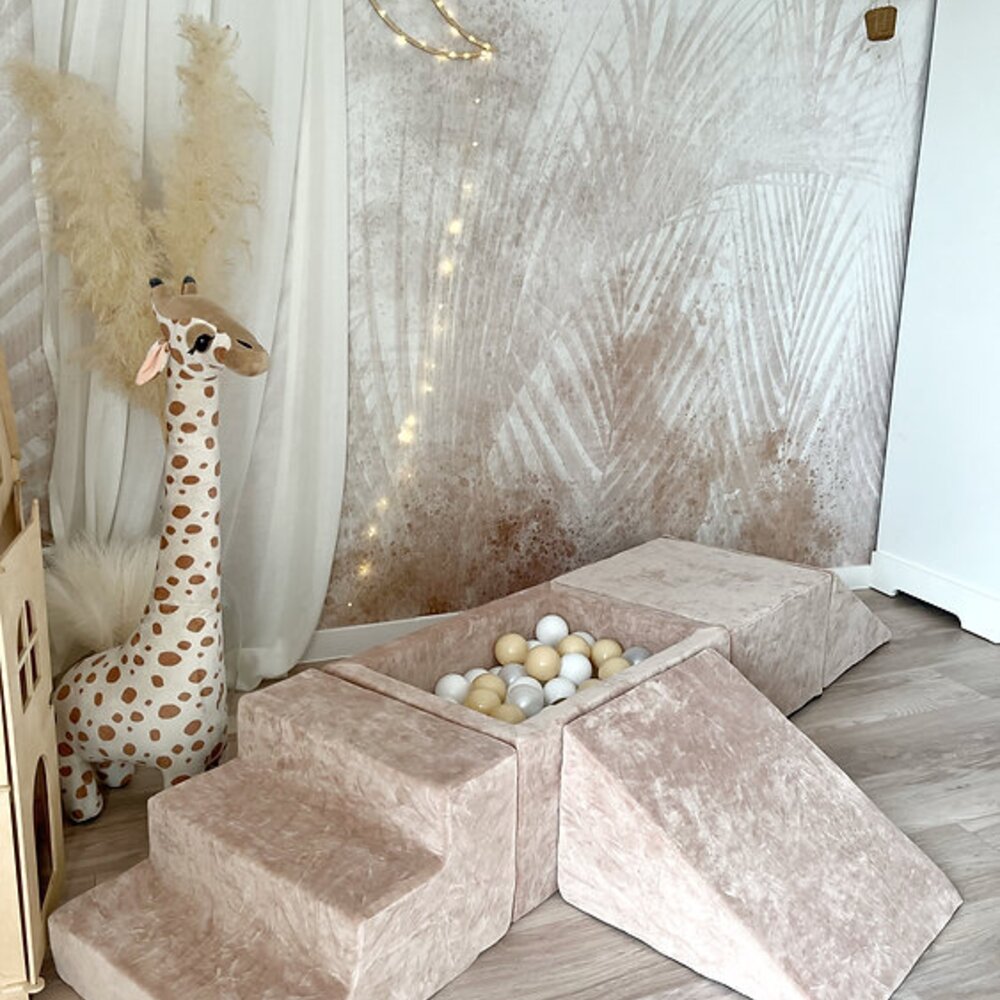 Foam speelset Soft Velvet (5 stuks) + ballenbad 65x35x30 + 100 ballen Dark Beige