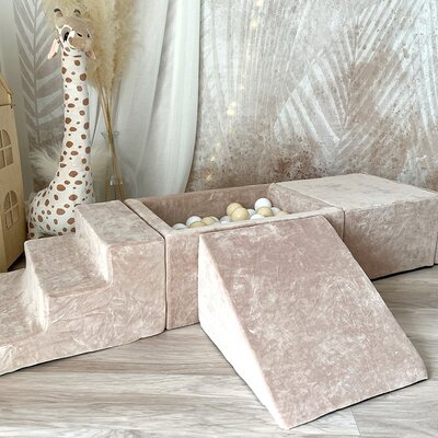 Foam speelset Soft Velvet (5 stuks) + ballenbad 65x35x30 + 100 ballen Dark Beige