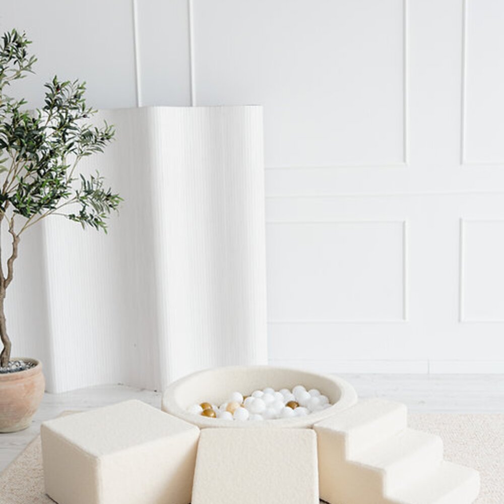 Foam speelset Boucle (3 stuks) + ballenbad 90x30 + 200 ballen Creme