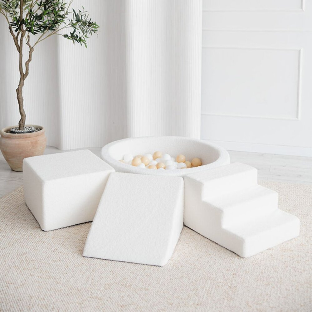 Foam speelset Boucle (3 stuks) + ballenbad 90x30 + 200 ballen White