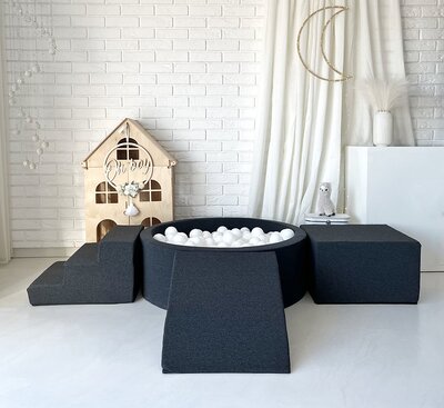 Foam speelset katoen (3st) + ballenbad 90x30 + 200 ballen Graphite