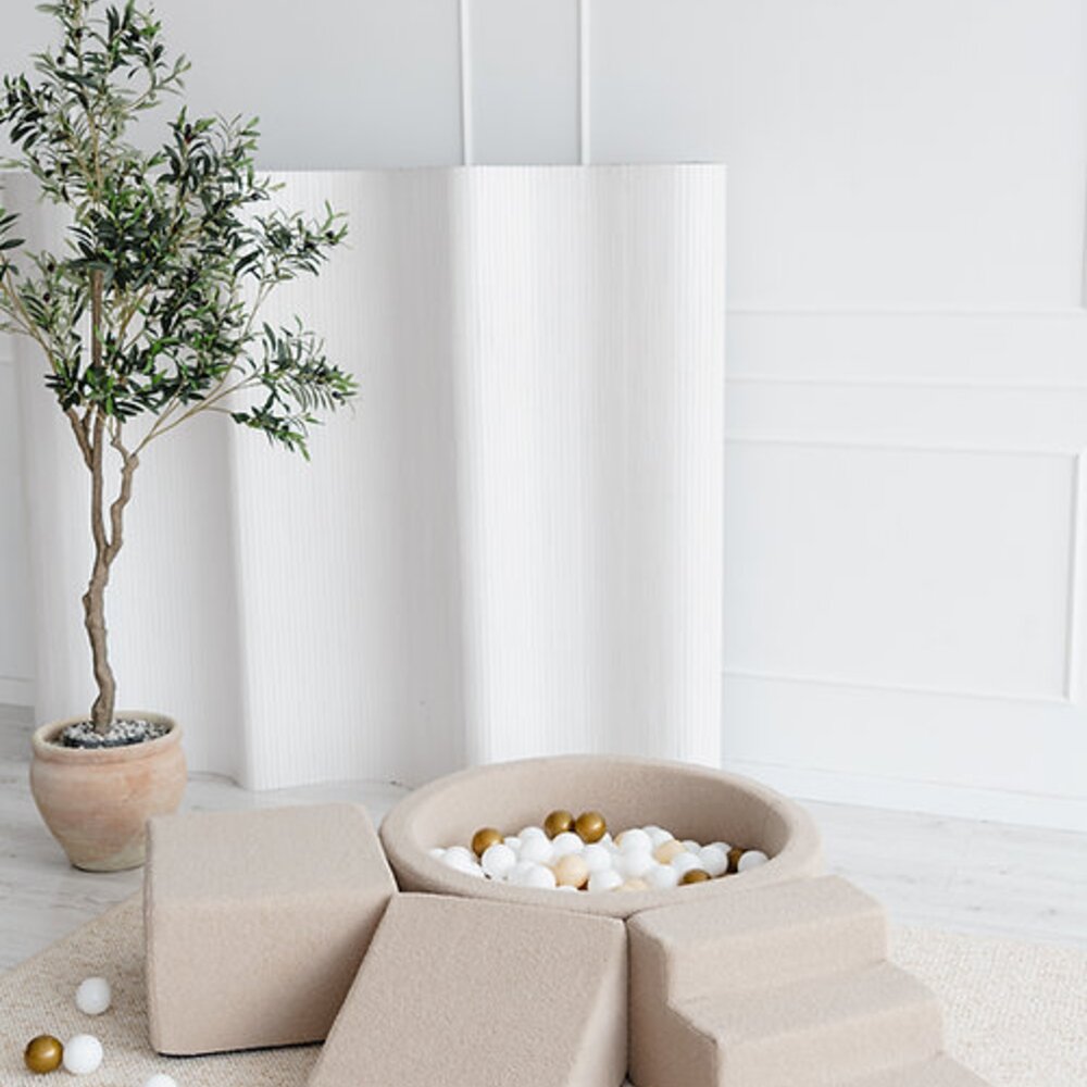 Foam speelset Boucle (3 stuks) + ballenbad 90x30 + 200 ballen Beige
