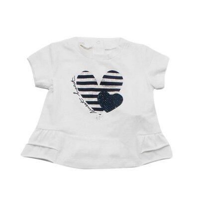 T-shirt wit met blauw hartje Wit