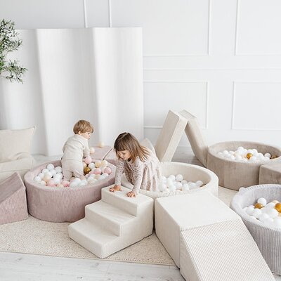 Foam speelset Velvet Rib (3 stuks) + ballenbad 90x30 + 200 ballen Beige