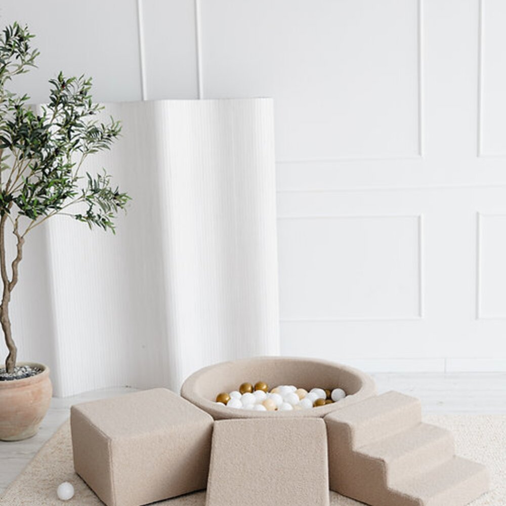 Foam speelset Boucle (3 stuks) + ballenbad 90x30 + 200 ballen Beige
