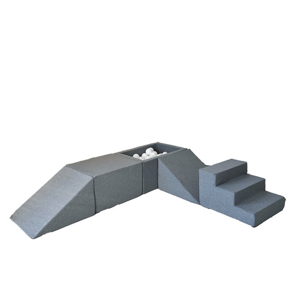 Foam speelset katoen (5 st) + ballenbad 65x35x30 + 100 ballen Grey