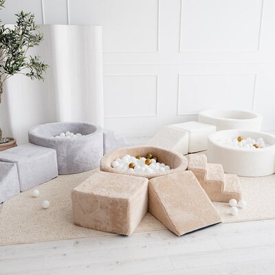 Foam speelset Teddy (3 stuks) + ballenbad 90x30 + 200 ballen Beige