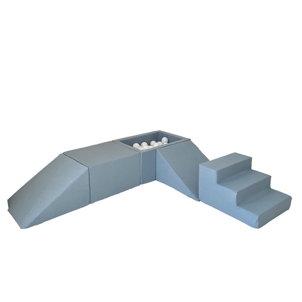 Foam speelset katoen (5 st) + ballenbad 65x35x30 + 100 ballen Blue