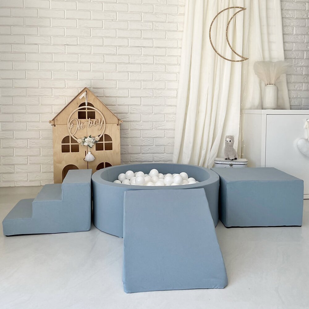 Foam speelset katoen (3st) + ballenbad 90x30 + 200 ballen Blue