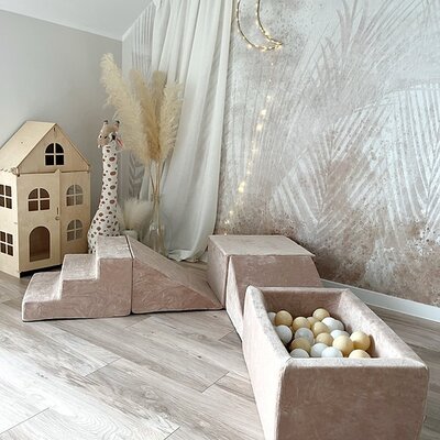 Foam speelset Soft Velvet (5 stuks) + ballenbad 65x35x30 + 100 ballen Dark Beige