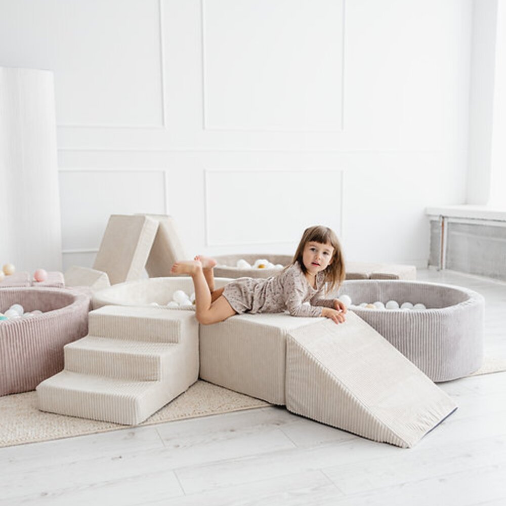 Foam speelset Velvet Rib (3 stuks) + ballenbad 90x30 + 200 ballen Beige