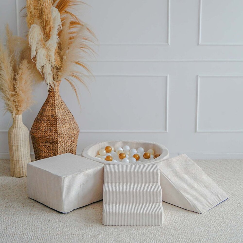 Foam speelset Velvet Rib (3 stuks) + ballenbad 90x30 + 200 ballen Cream